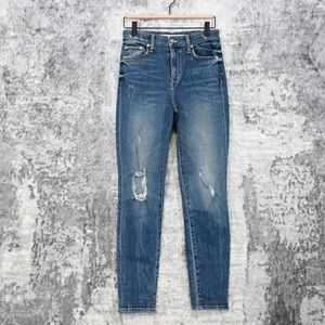 Lovers + Friends Revolve High Rise Skinny Distress Denim Jeans Size 27